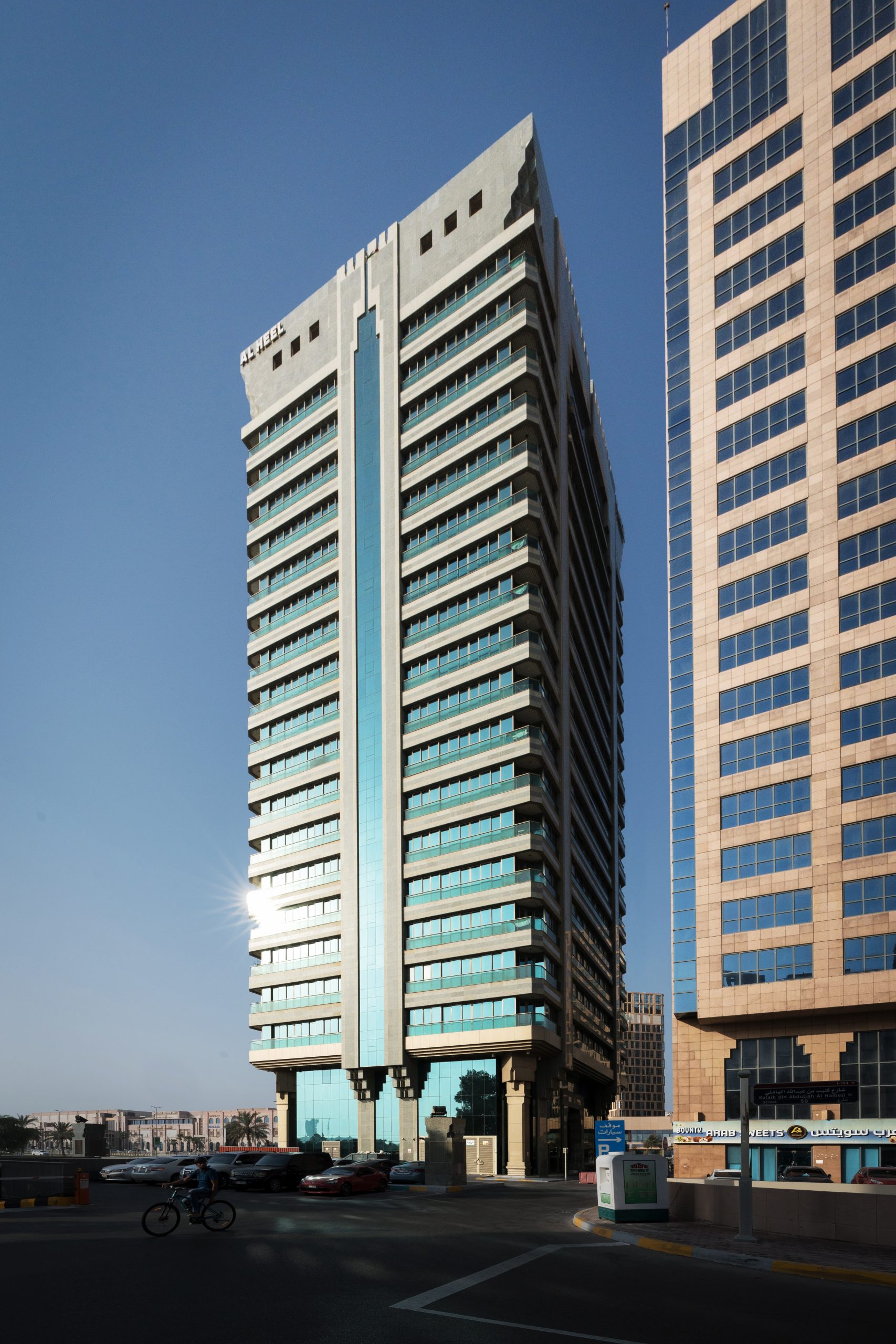 Contemporary waterfront tower facade