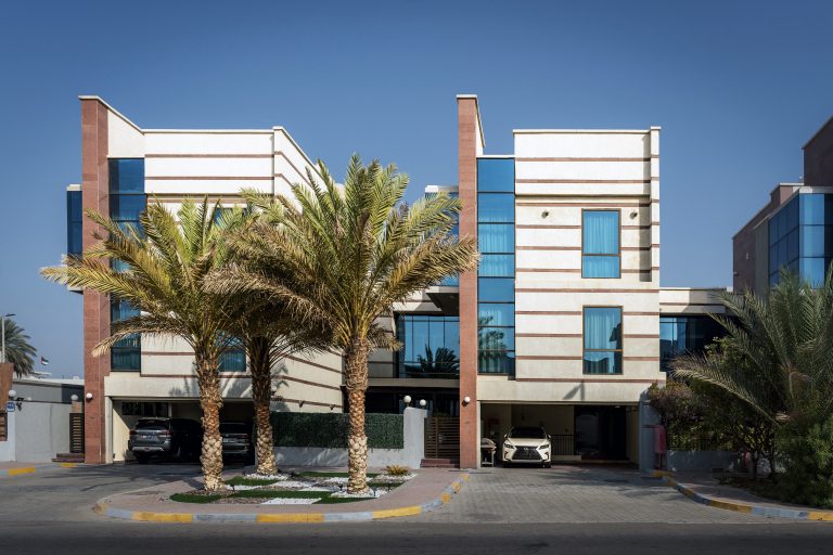 Exterior view of the Mushrif Villas residential development in Abu Dhabi.